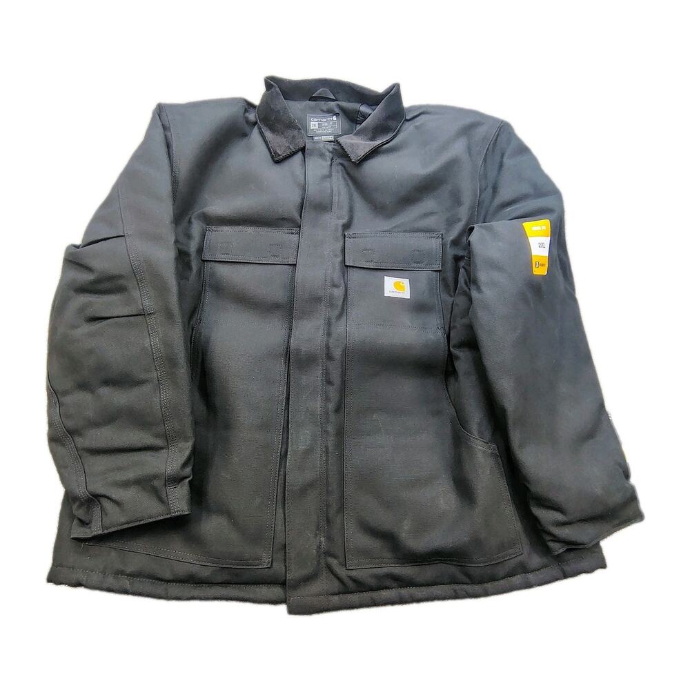 New Carhartt C003 Men's Sz 2XL Black Firm Duck Insulated Coat Jacket Corduroy